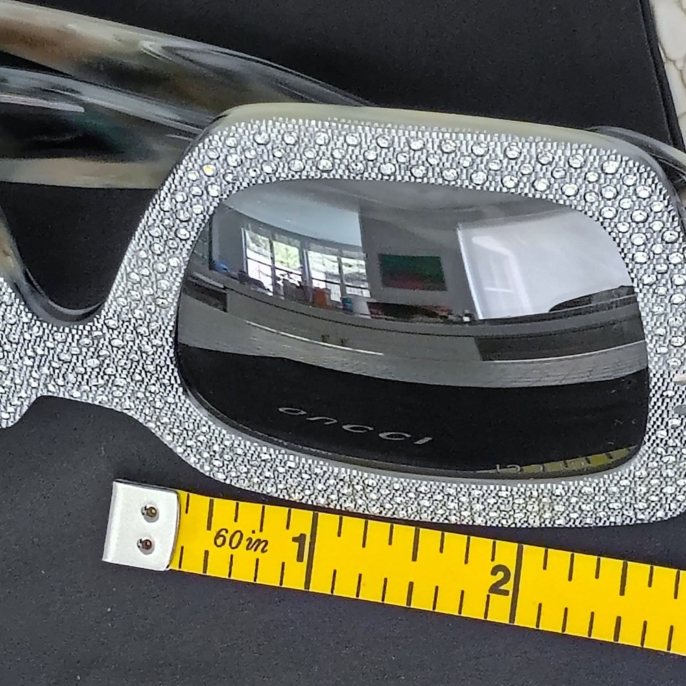 Rare HOT Gucci "GRAY COLOR" Swarovski Rhinestones Square Sunglasses GG0048/S - Picture 13 of 16